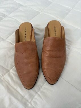 Lucky Brand Brown Leather Pointed-Toe Mules